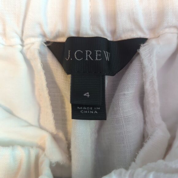 J Crew Seaside Linen Blend Pants Womens 4 White Beach Jogger Elastic Waist - Picture 5 of 8